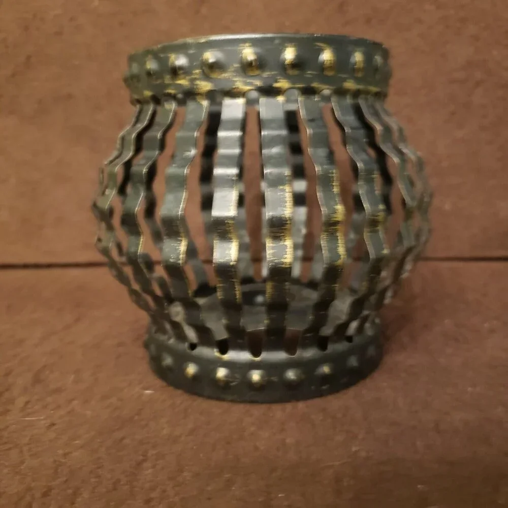Vintage Mid Century Black Metal Caged Votive Candle Holder Home‎ Interiors